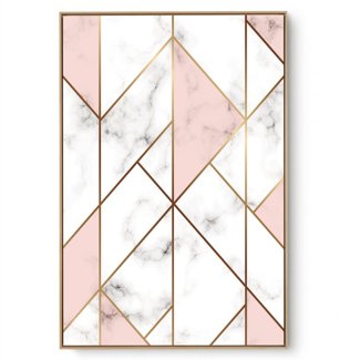 Quadro Decorativo Abstrato Rosa Dourado I