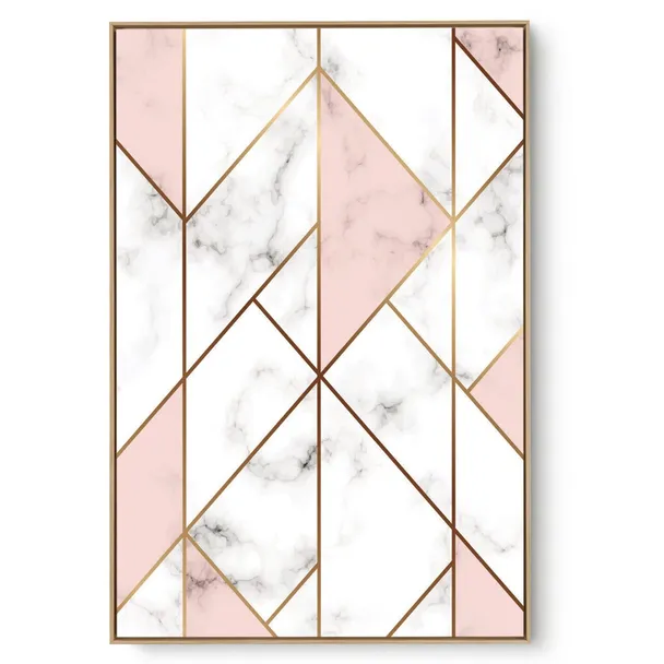Quadro Decorativo Abstrato Rosa Dourado I