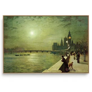 Quadro Decorativo Reprodução PintoreS - Atkinson - Reflexos no Rio Tâmisa