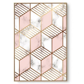 Quadro Decorativo Abstrato Rosa Dourado III