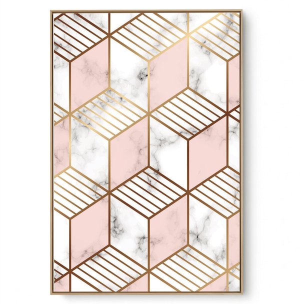 Quadro Decorativo Abstrato Rosa Dourado III