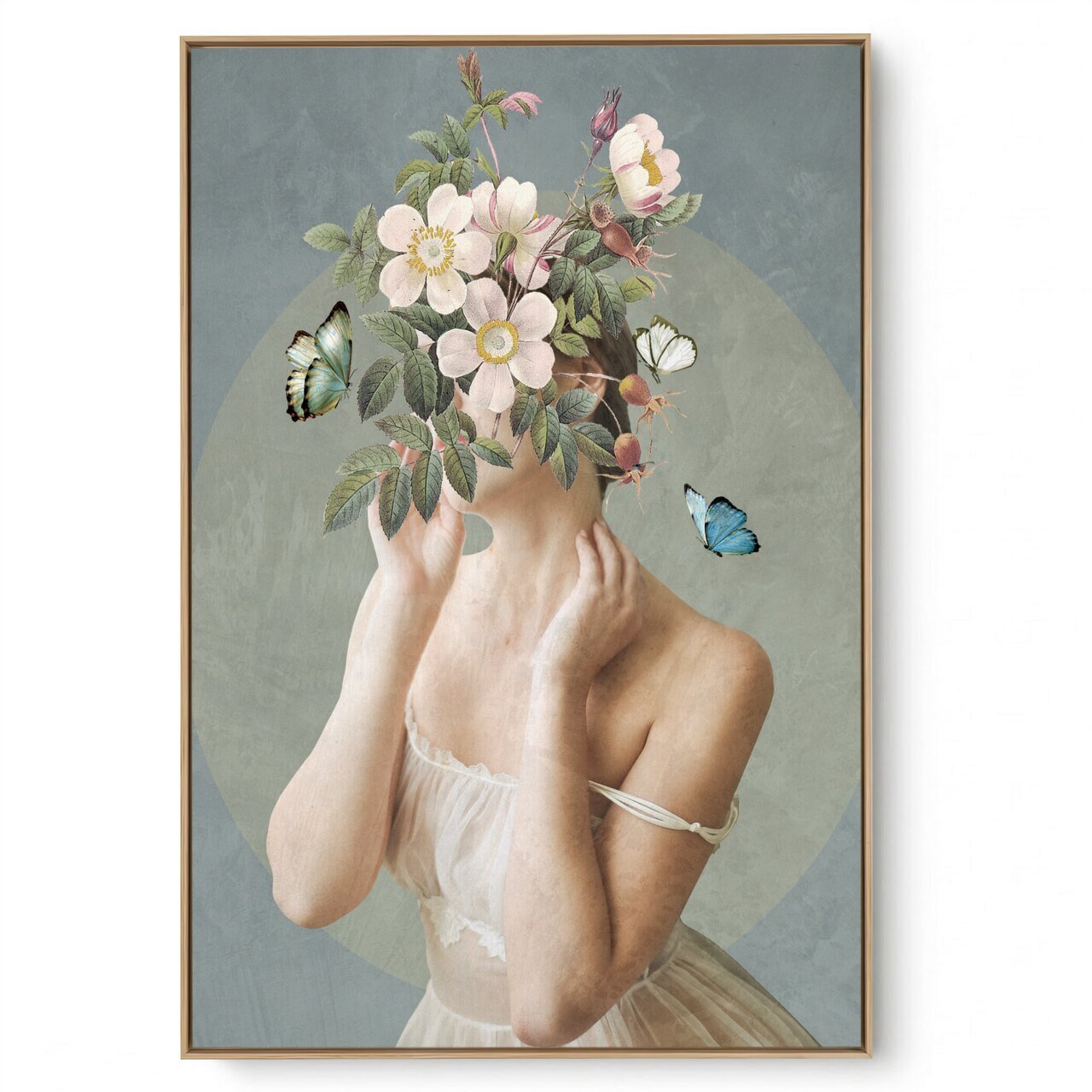 Quadro Decorativo Moça e  Flores