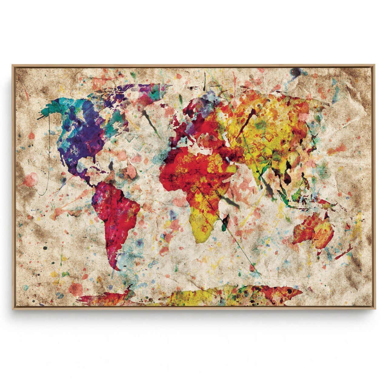 Quadro Decorativo Mapas  Mapa Mundi Aquarela