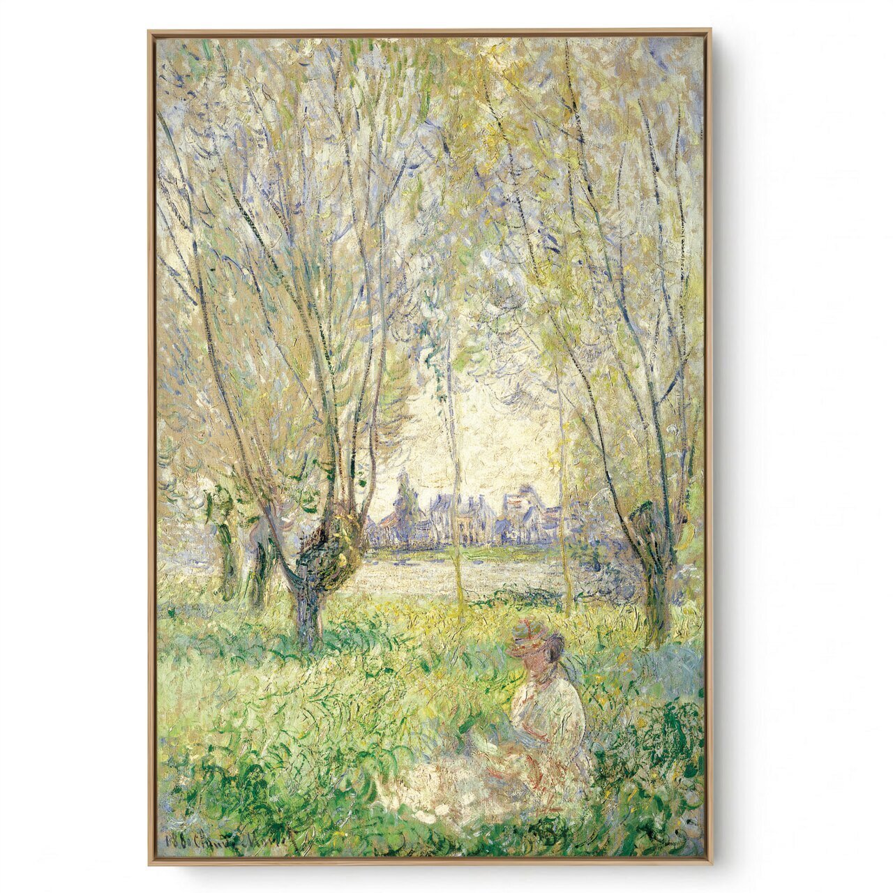 Quadro Decorativo Reprodução Pintores - Claude Monet - Mulher Sentada Em Baixo das Salgueiras 