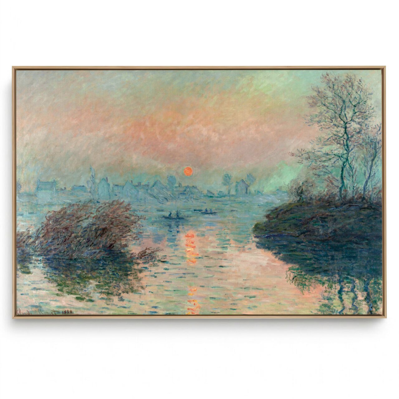 Quadro Decorativo Reprodução Pintores - Claude Monet - Sol Se Pondo No Sena
