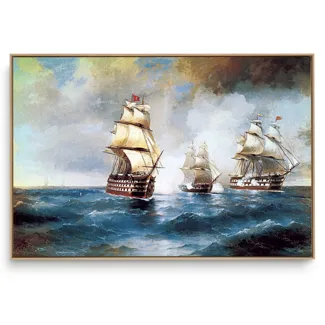 Quadro Decorativo Reprodução Pintores - Ivan Aivazovsky - Brig Mercury Attacked by Two Turkish Ships