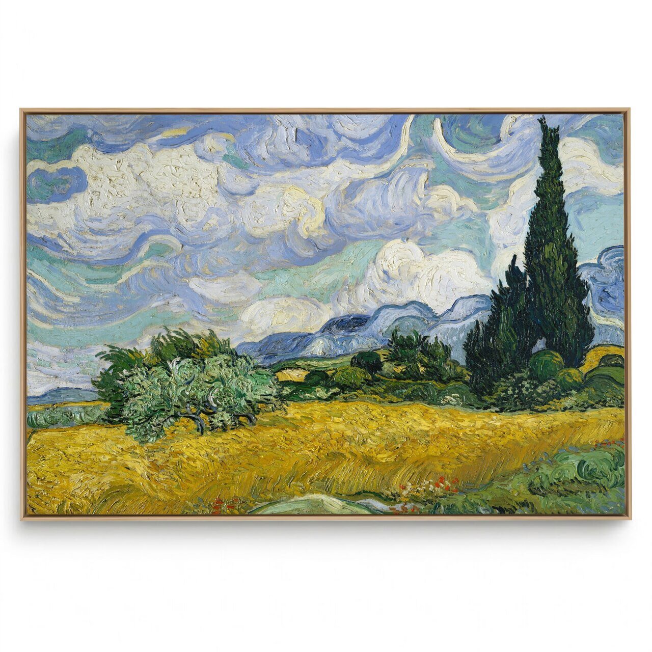 Quadro Decorativo Reprodução Pintores - Van Gogh - Campo de Trigo com Cipreste