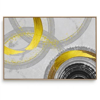 Quadro Decorativo Abstrato Arco Dourado Único