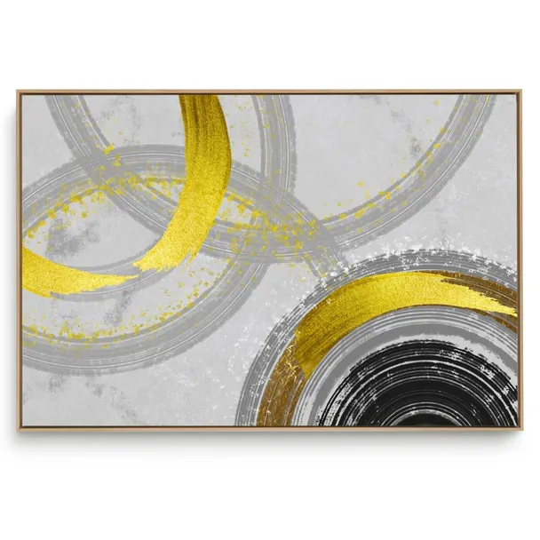 Quadro Decorativo Abstrato Arco Dourado Único