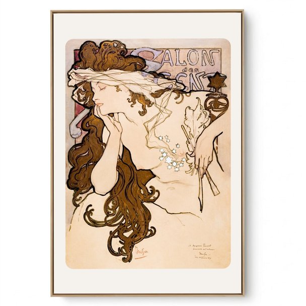 Quadro Decorativo Reprodução Pintores Alphonse Mucha - Salon