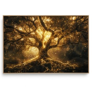 Quadro Decorativo Árvore Da Vida Dourada IV
