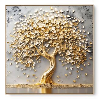 Quadro Decorativo Árvore Da Vida Dourada V