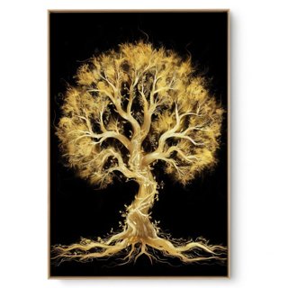 Quadro Decorativo Árvore Da Vida Dourada VII