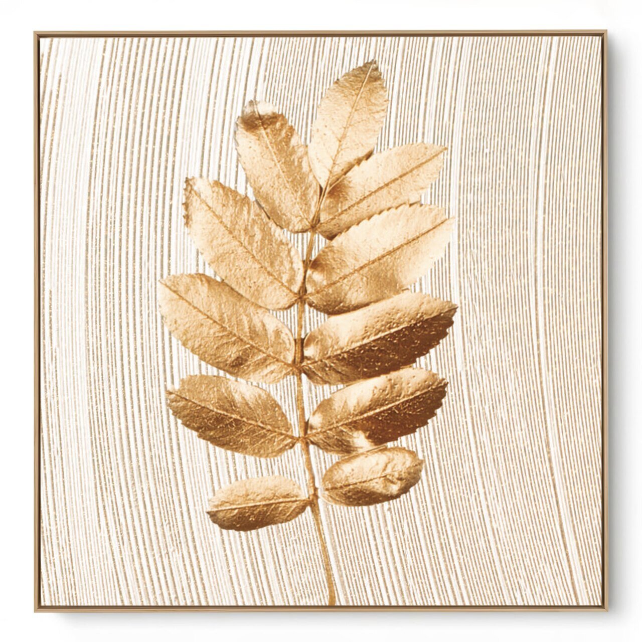 Quadro Decorativo Bege e Dourado