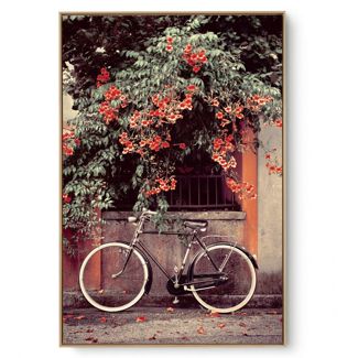 Quadro decorativo Bike Cidade e Flor