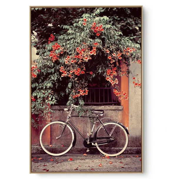 Quadro decorativo Bike Cidade e Flor