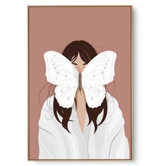 Quadro Decorativo Moça Com Borboleta II