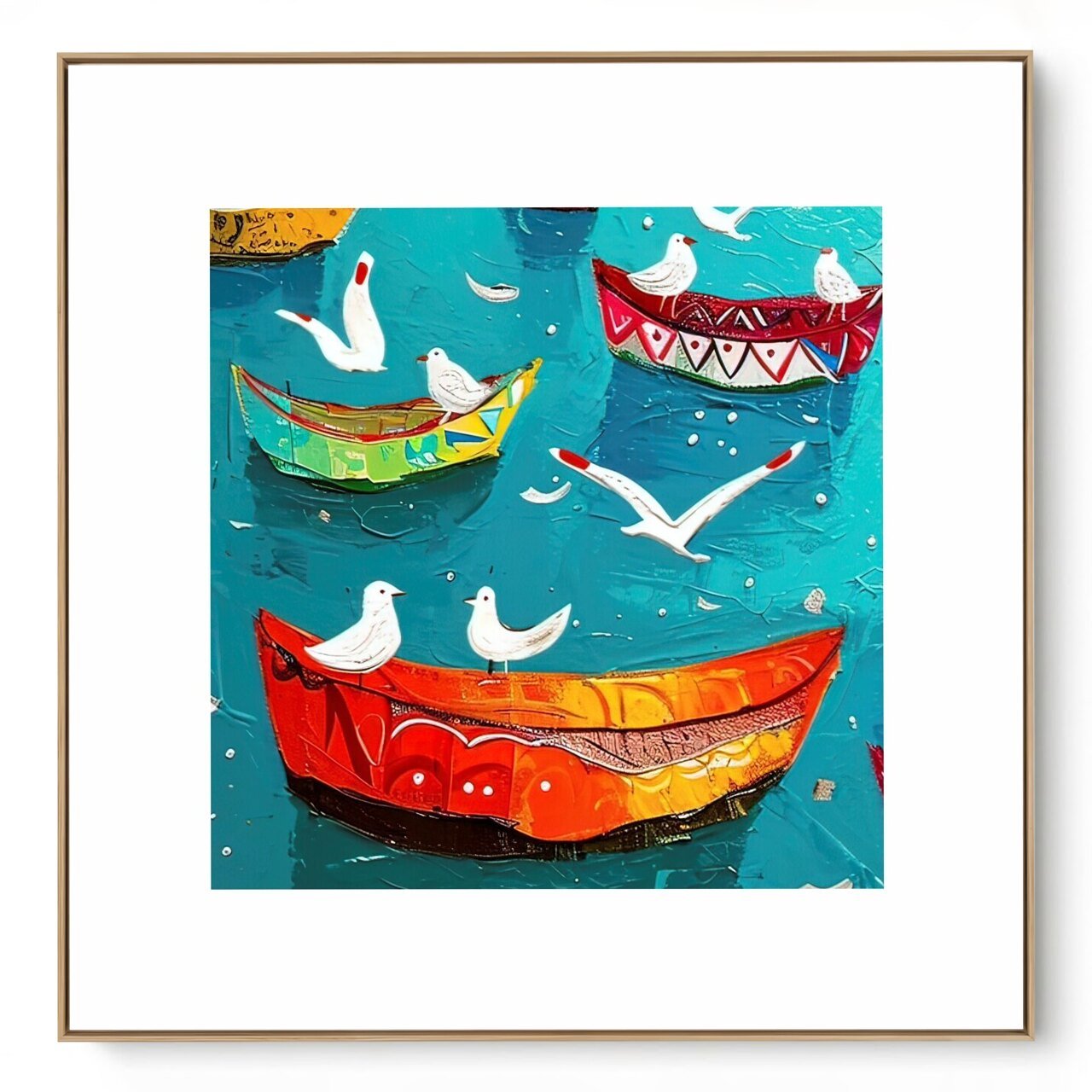Quadro Decorativo Barco e Gaivota I