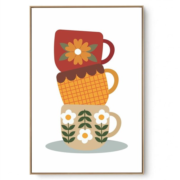 Quadro Decorativo Xícaras Coloridas I