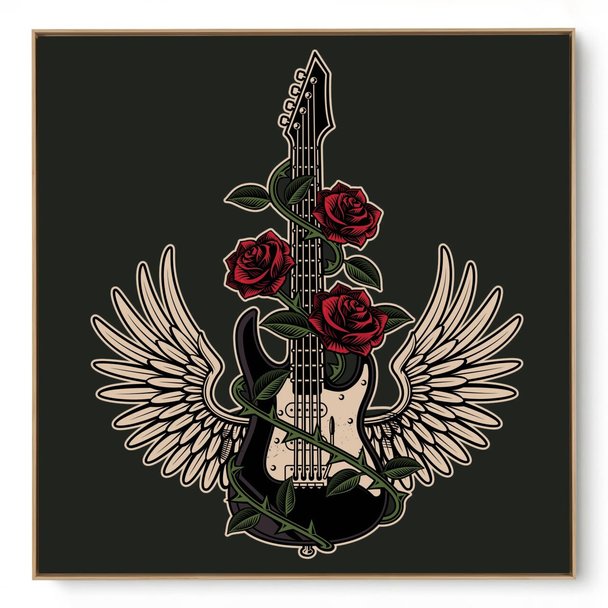 Quadro Decorativo Guitarra Rosa I