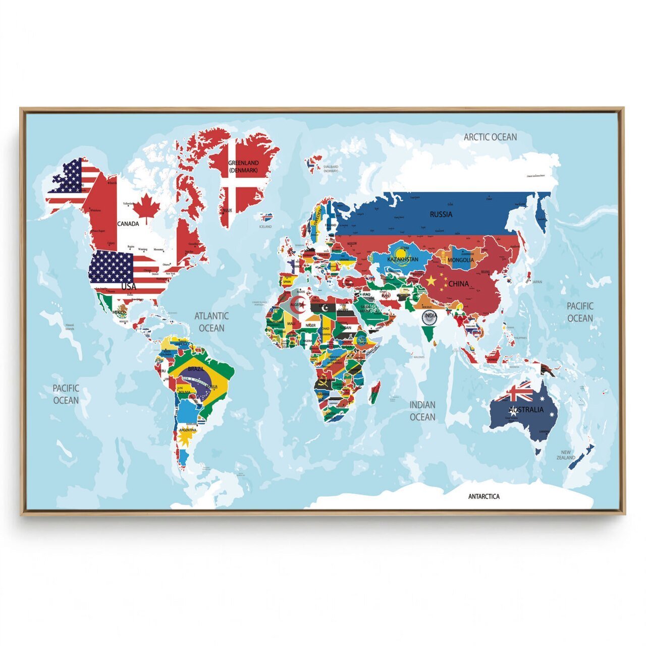Quadro Decorativo Mapa Bandeiras