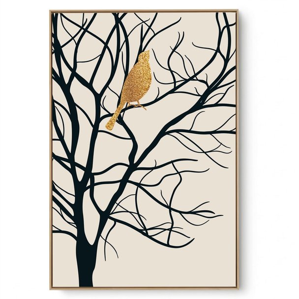 Quadro Decorativo Pássaro Dourado 1