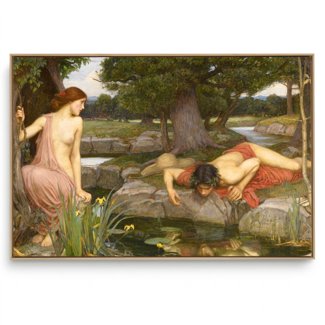 Quadro Decorativo Reprodução Pintores John William Waterhouse - Eco e Narciso
