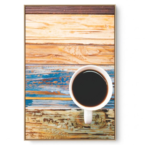 Quadro Decorativo Café na Madeira