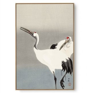 Quadro Decorativo Reprodução Pintores - Ohara Koson - Duas Cegonhas