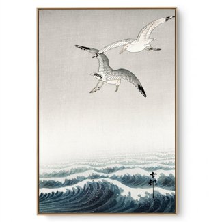 Quadro Decorativo Reprodução Pintores - Ohara Koson - Duas Gaivotas