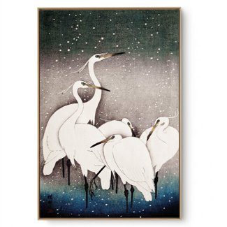 Quadro Decorativo Reprodução Pintores - Ohara Koson - Grupo de Garças
