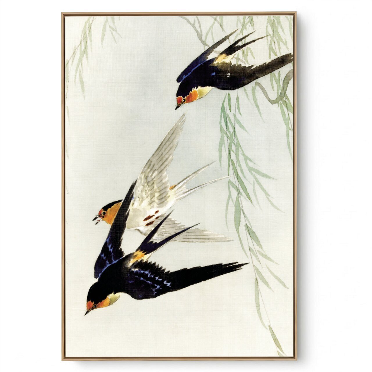 Quadro Decorativo Reprodução Pintores - Ohara Koson - Pássaros Pleno Vôo  