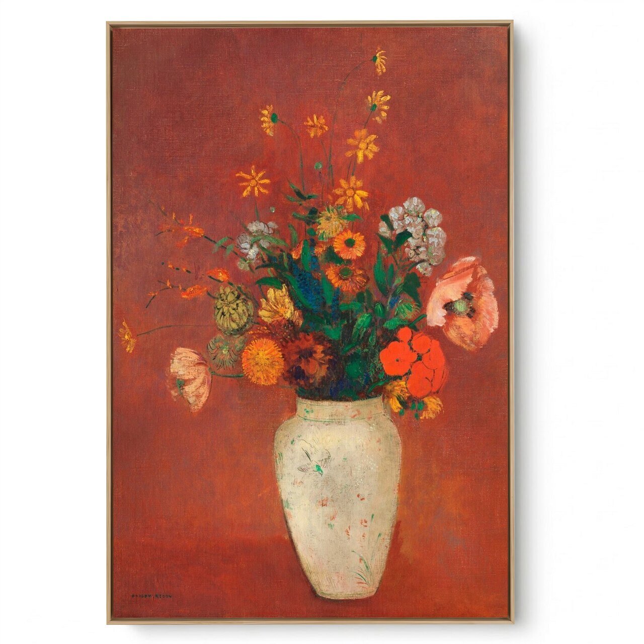 Quadro Pintores Famosos - Odilon Redon -  Buquê Em Um Vaso Chinês 1914