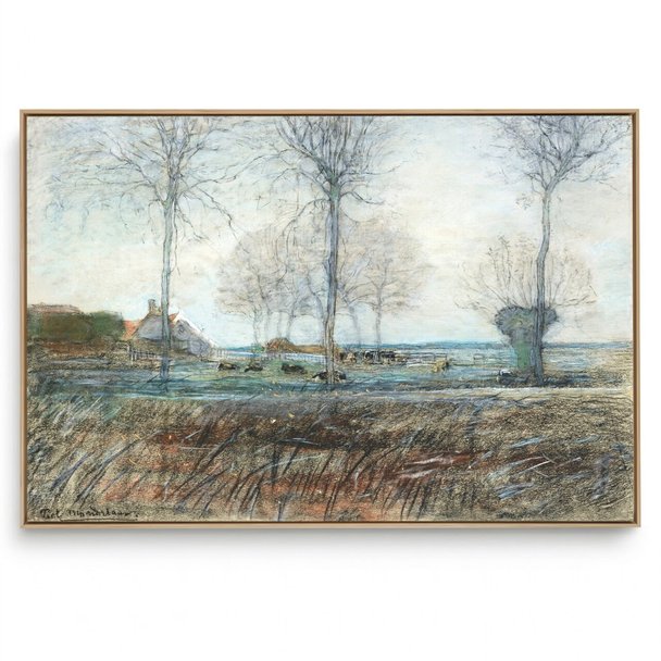 Quadro Decorativo Reprodução Pintores - Piet Mondrian - Cenário a Fazenda 1907