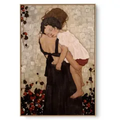 Quadro Decorativo Reprodução Pintores - Klimt - Mãe e Filho