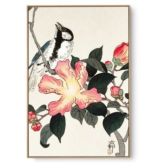 Quadro Decorativo Reprodução Pintores - Ohara Koson - Grande Chapim em Galho