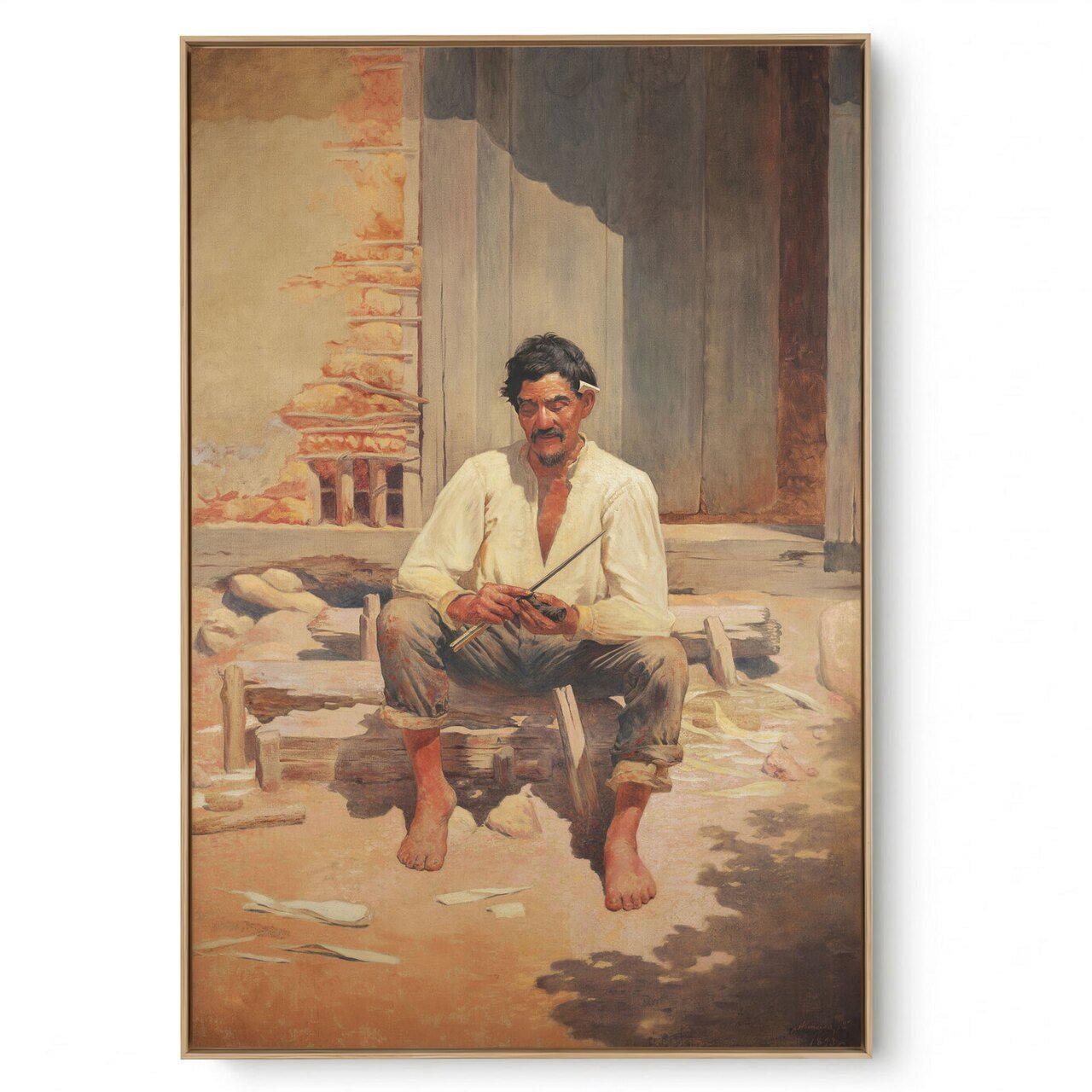 Quadro Decorativo Reprodução Pintores - Almeida Junior - Caipira Picando Fumo
