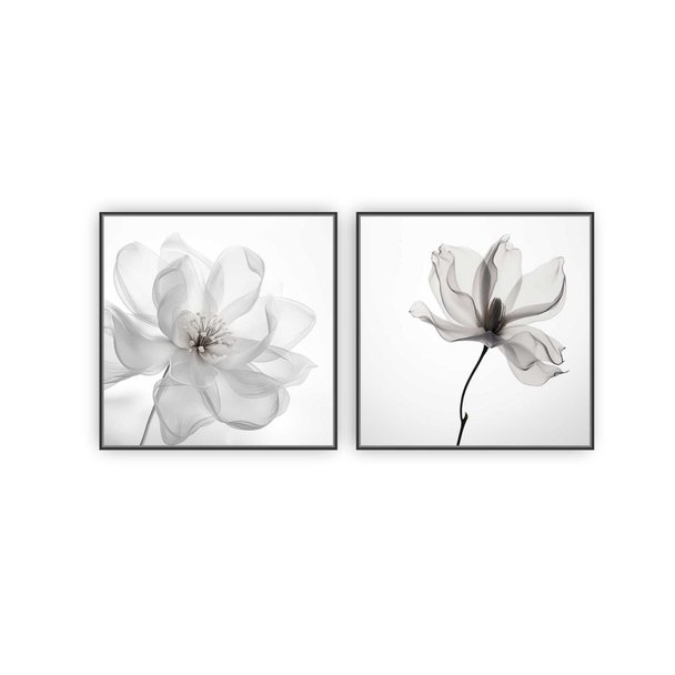 Quadro Outlet - Duplo Camélia Elegance 40x40cm Moldura Preta - 30% Off