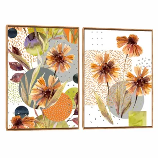 Quadro Decorativo Composição Duplo Flor e Sol