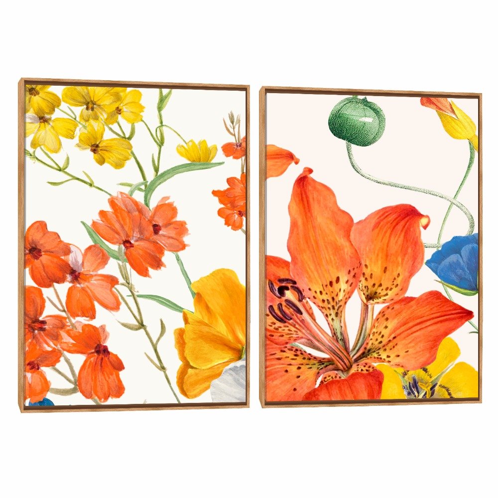 Quadro Decorativo Composição Duplo Lírio Orange