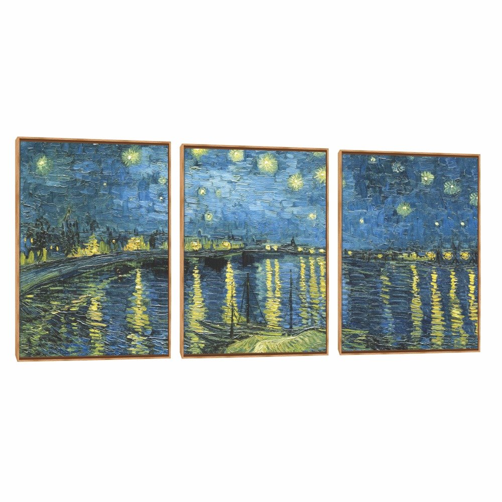 Quadro Decorativo Composição Trio Van Gogh - Noite Estrelada 