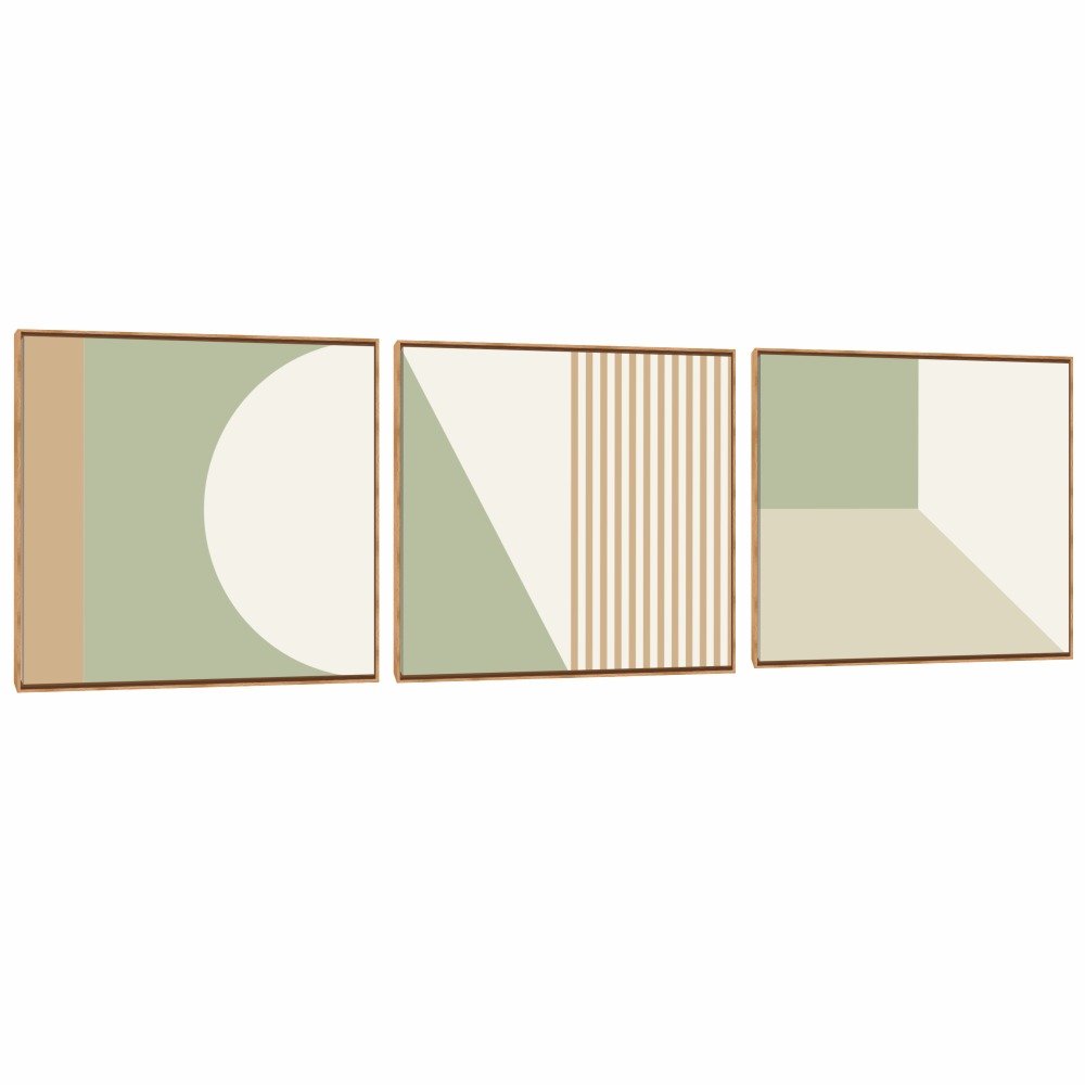 Quadro Decorativo Abstrato Composição Trio Serie Formas I