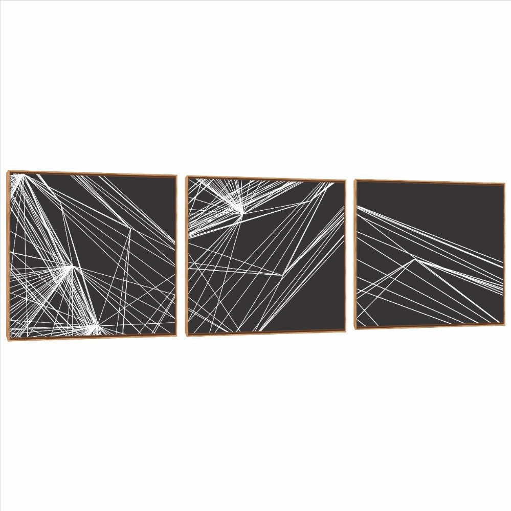 Quadro Decorativo Composição Trio  Linhas Retas
