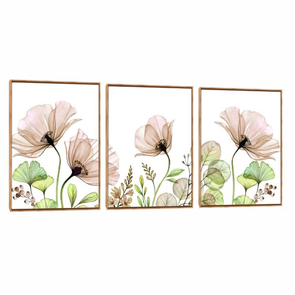 Quadro Decorativo Composição Trio Flores Do Campo