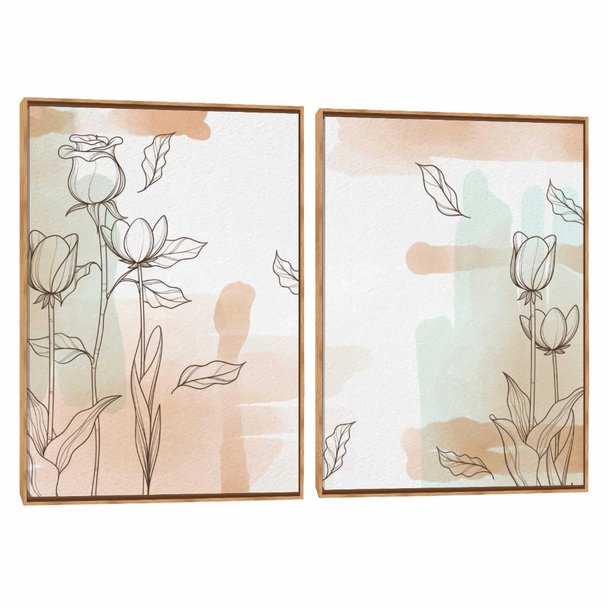 Quadro Decorativo Duplo Aquarela Suave