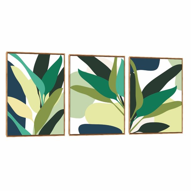 Quadro Decorativo Composição Trio Tons De Verde