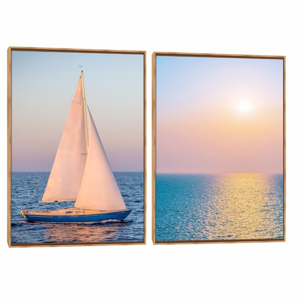 Quadro Decorativo Composição Duplo Tarde e Mar