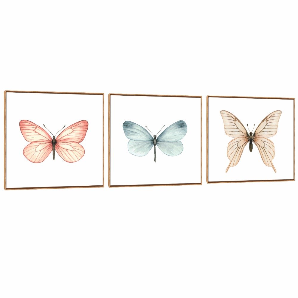 Quadro Decorativo Composição Trio Borboleta Suave