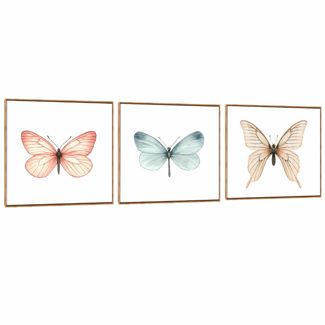 Quadro Decorativo Composição Trio Borboleta Suave