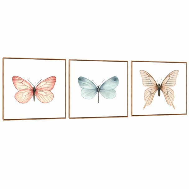 Quadro Decorativo Composição Trio Borboleta Suave